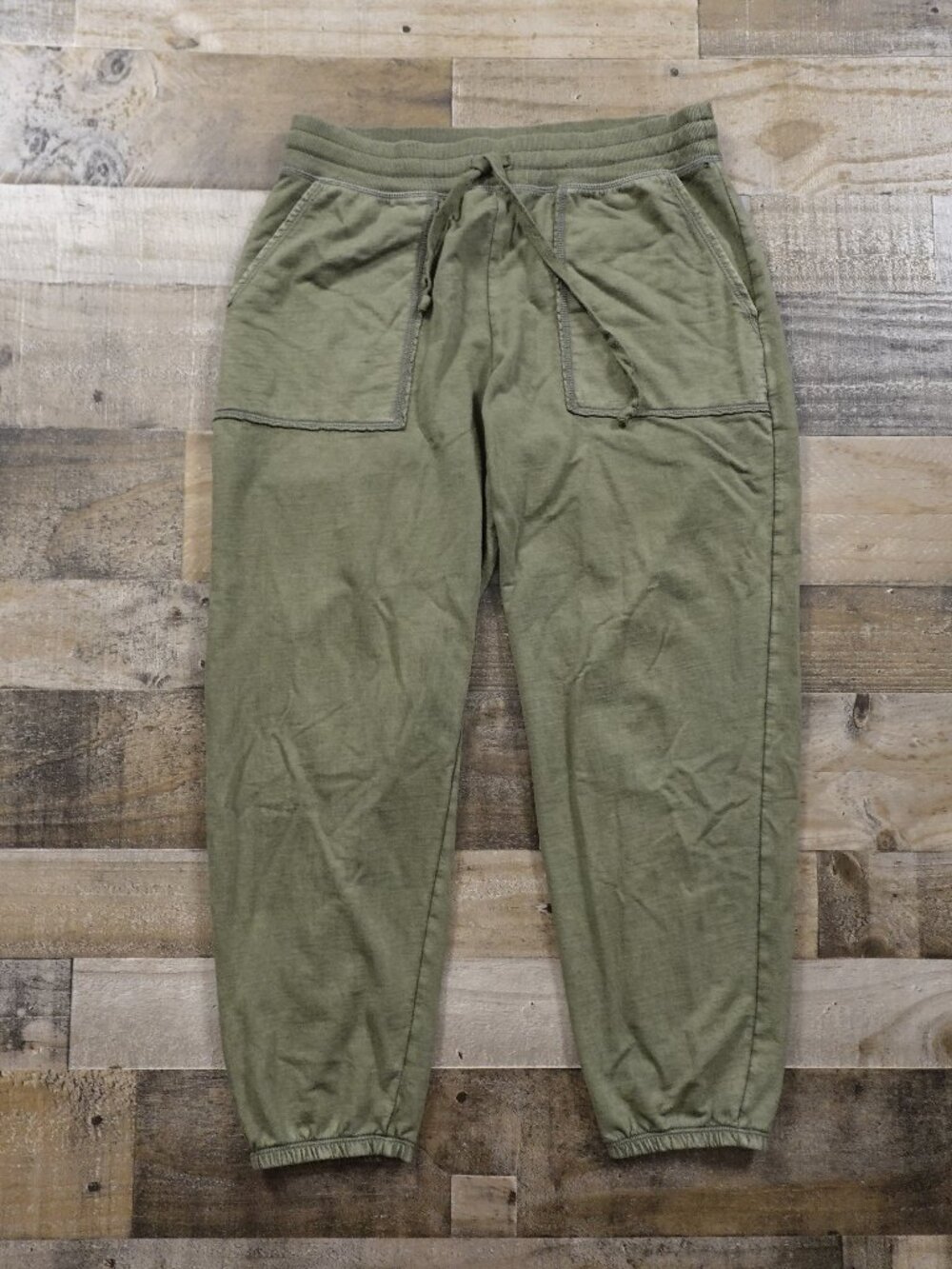 Aerie Jogger Sweatpants Women's Large Olive Green Cotton 27" Inseam Casual FAIR